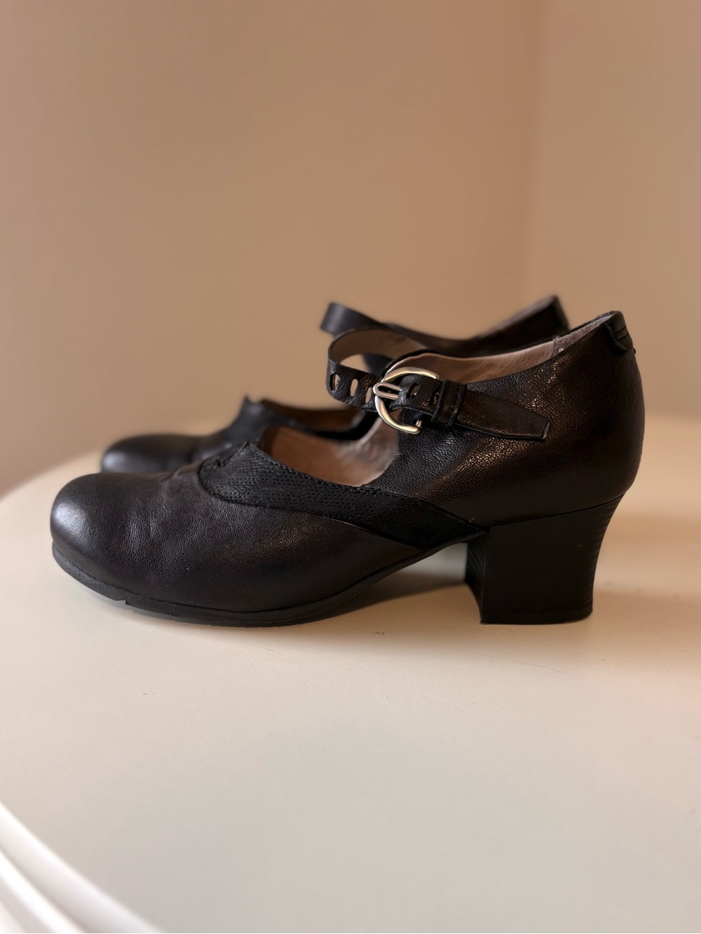 Miz Mooz Black Mary Jane Heels with Buckle
